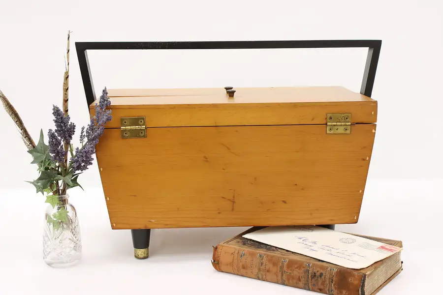 Photo of Midcentury Modern 1950s Storage, Sewing or Picnic Box