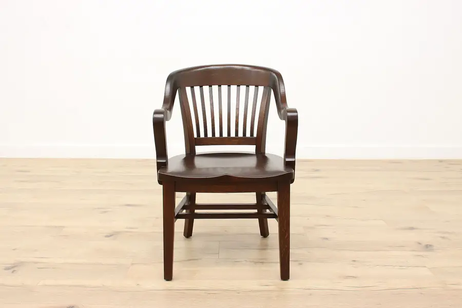 Photo of Traditional Quarter Sawn Oak Antique Banker, Library or Office Chair