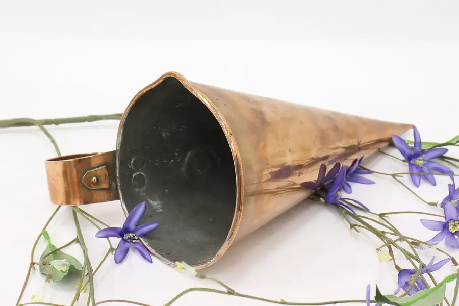 Photo of Farmhouse Antique Copper Cone Shape Grain Scoop with Handle