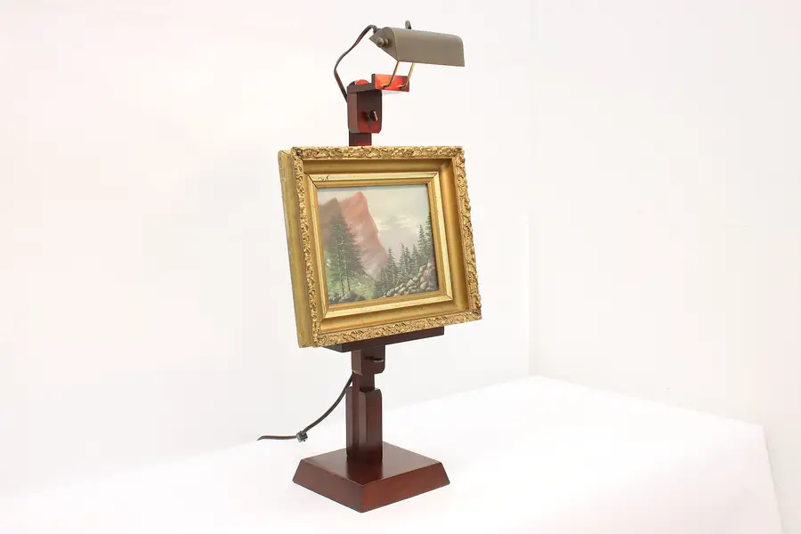 Photo of Traditional Vintage Small Artist Painting Tabletop Easel with Light