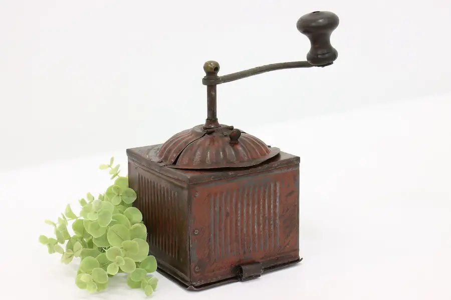 Photo of Farmhouse Antique Industrial Painted Coffee Mill or Grinder, Marca