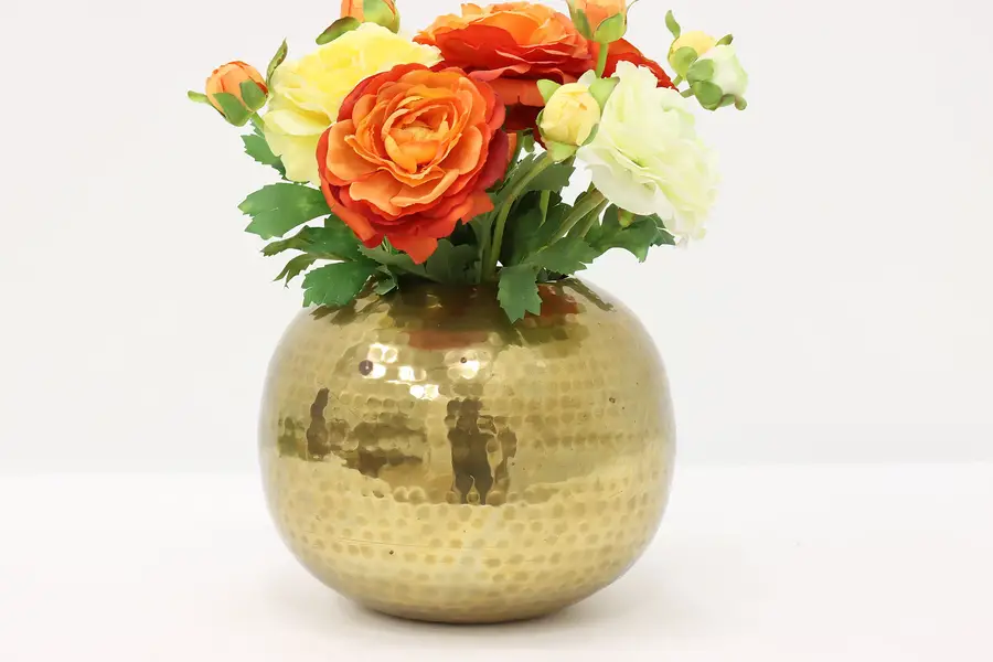 Photo of Indian Vintage Hammered Brass Vase or Centerpiece Bowl