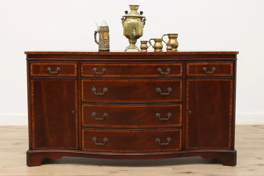Photo of Georgian Vintage Banded Mahogany Server, Buffet, or Sideboard, Fancher