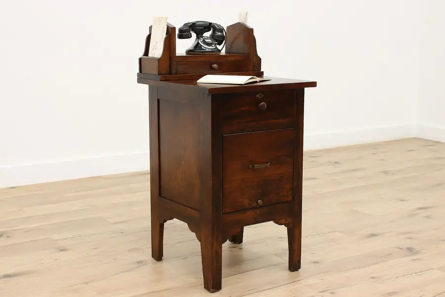 Photo of Birch Antique Phone Stand, Office or Collector File Cabinet