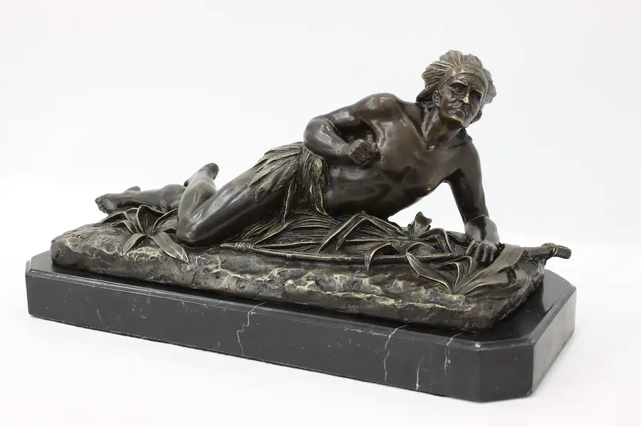 Photo of Native American Warrior Bronze Sculpture After Duchoiselle