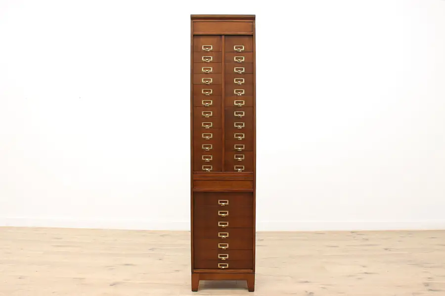 Photo of Office or Library 31 Drawer Antique File Cabinet Slide Doors