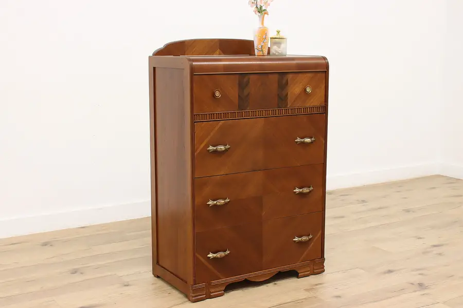 Photo of Art Deco Vintage Waterfall Dresser or Chest, Goldblatt Bros