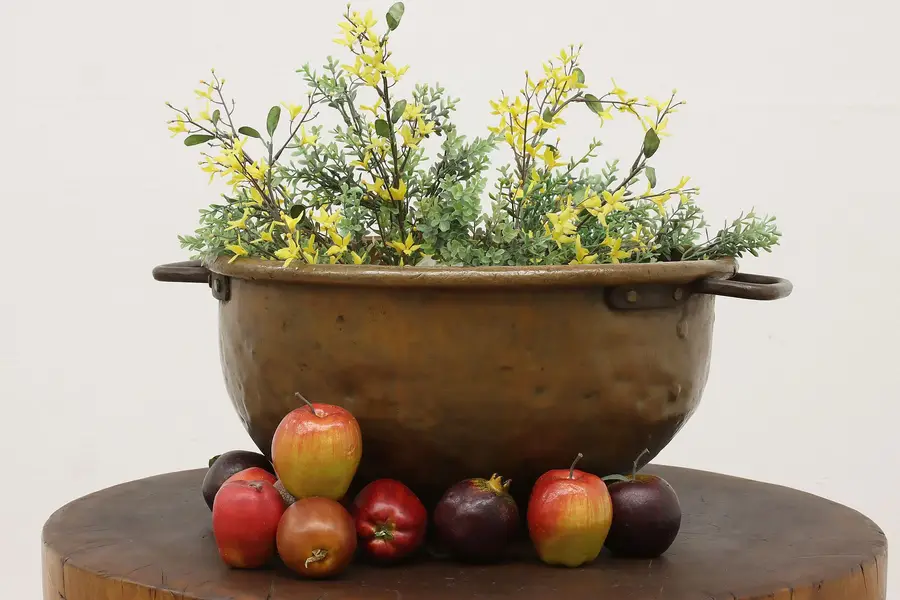 Photo of Farmhouse Antique Pot Hammered Copper Candy Kettle, Cauldron