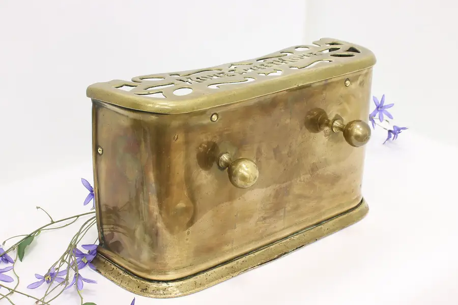 Photo of Farmhouse Antique Brass Fireplace Trivet, Tea Kettle Stand