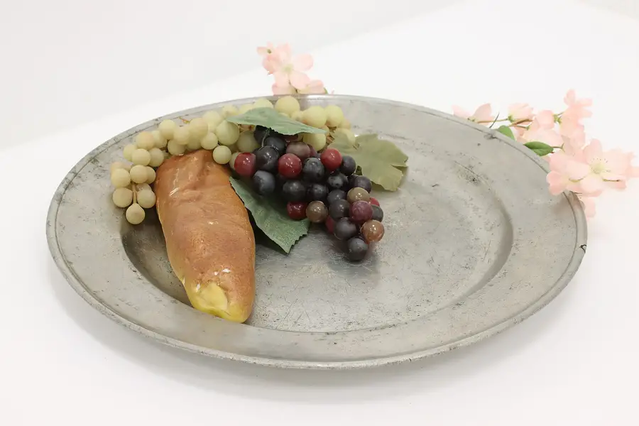 Photo of English Antique 1800s Pewter Charger Round Serving Platter