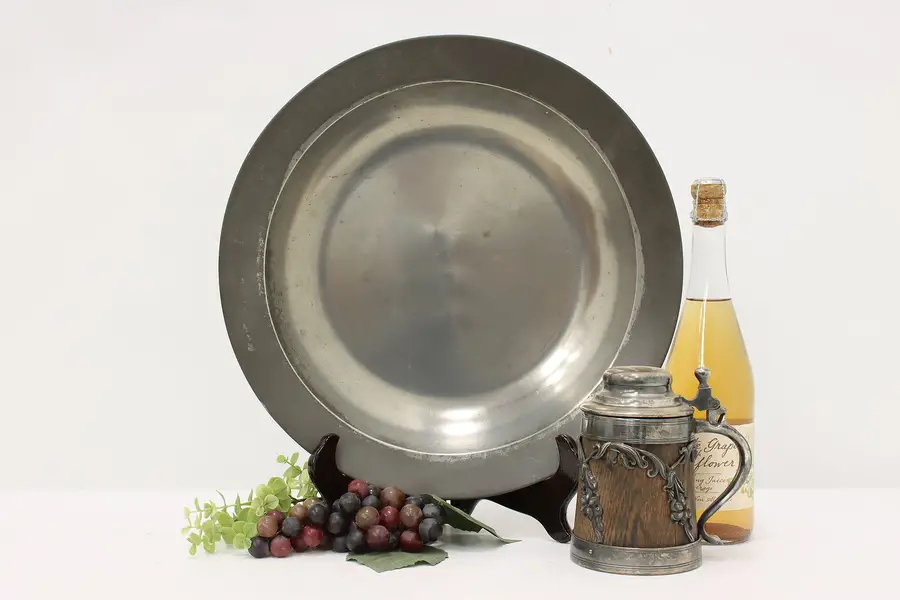 Photo of Pewter English 1760s Antique Round Platter or Charger, Ellis