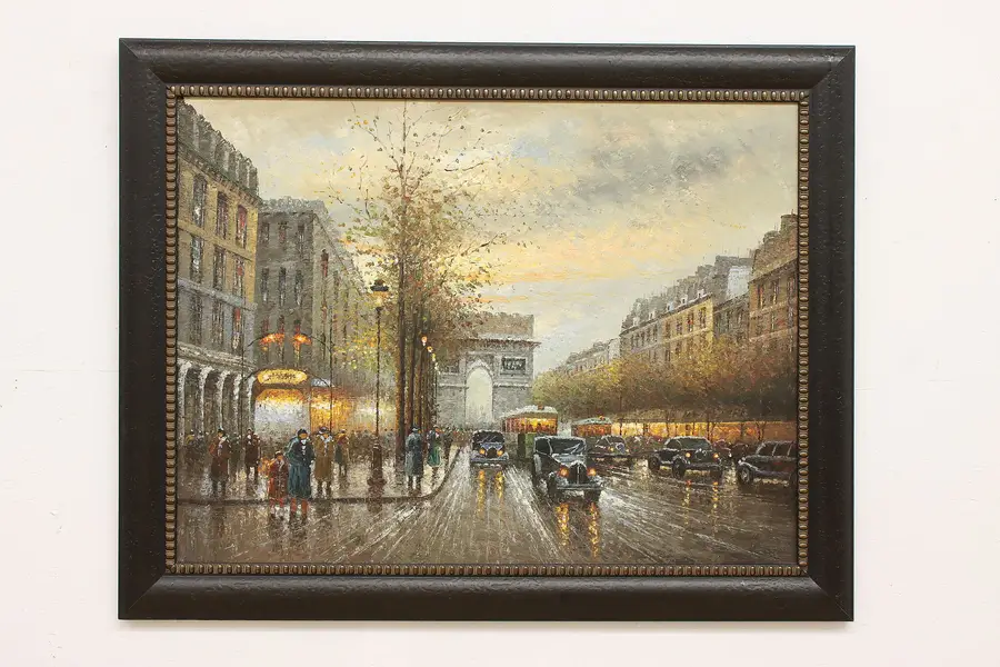 Photo of Arc de Triomphe Vintage Original Oil Painting, Burnett 56.5"