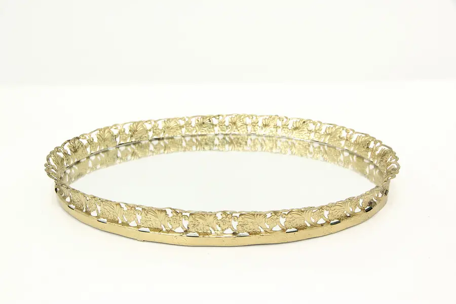 Photo of Vintage Oval Boudoir Perfume, Jewelry Mirror Tray