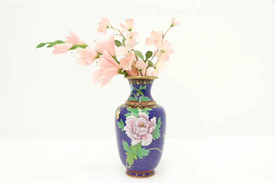 Photo of Chinese Cloisonne Traditional Vintage Inlaid Enamel Vase