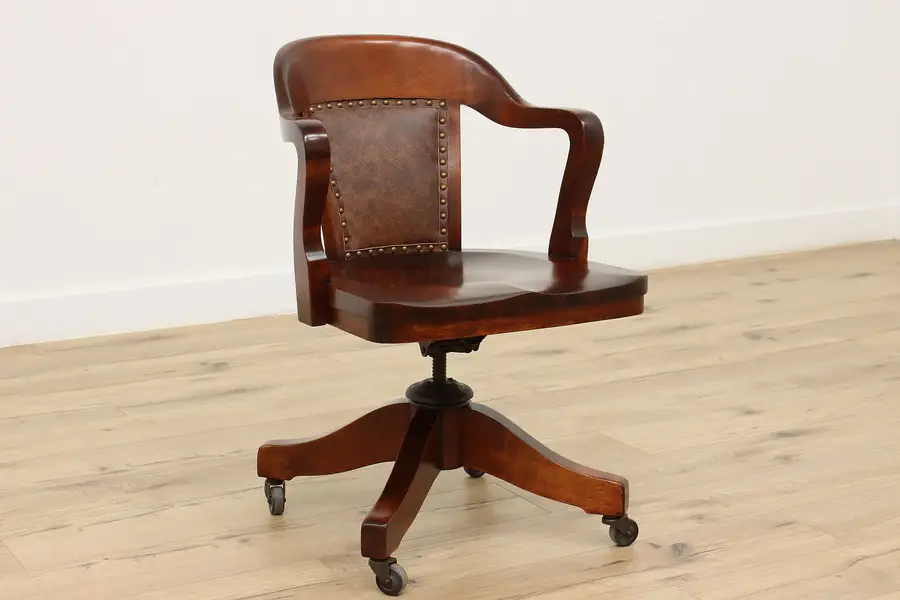 Photo of Office Antique Swivel Adjustable Desk Chair Leather, Johnson