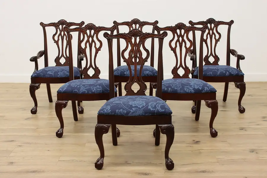 Photo of Set of 6 Vintage Georgian Mahogany Dining Chairs Thomasville