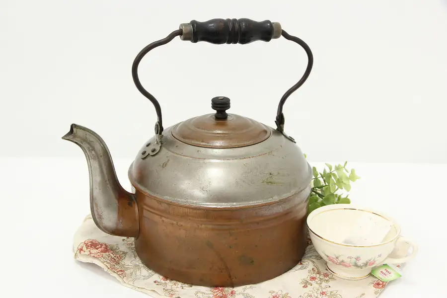 Photo of Farmhouse Antique Copper Large Tea Kettle or Pot