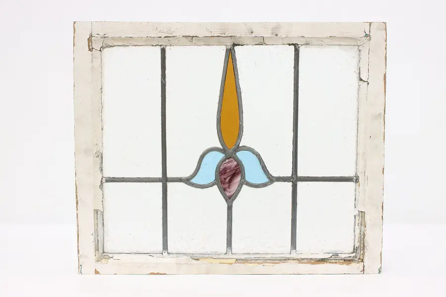 Photo of Arts & Crafts Antique Arch Salvage 22" Stained Glass Window