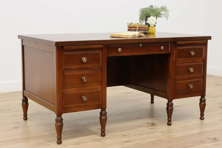 Photo of Executive Traditional Office or Library Antique Walnut Desk
