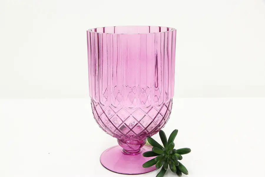 Photo of Amethyst Glass Vintage Footed Vase or Centerpiece