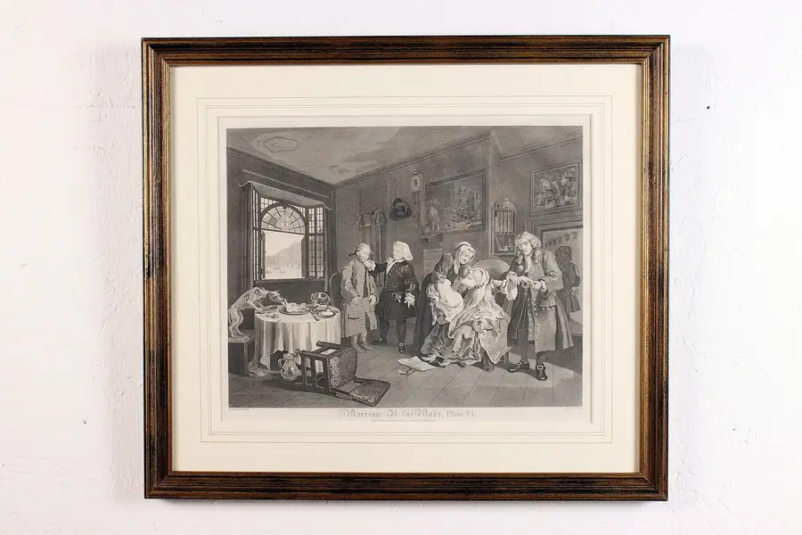 Photo of Marriage à la Mode Antique Plate 6 Engraving Hogarth 25.5"