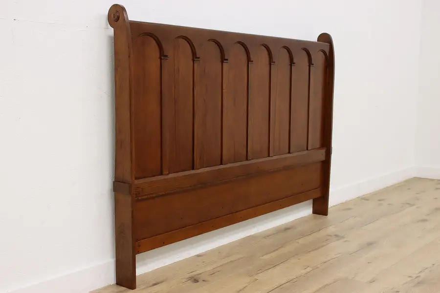 Photo of Architectural Salvage Antique Oak Arched King Size Headboard