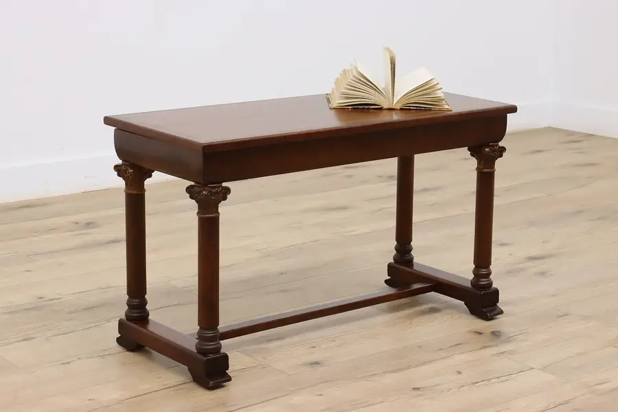 Photo of Classical Antique Carved Mahogany Lift Lid Piano Bench