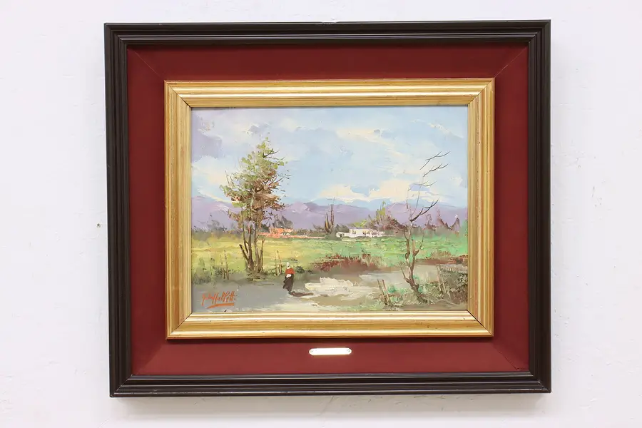 Photo of Landscape Original Vintage Oil Painting, Cappelletti 24.5"