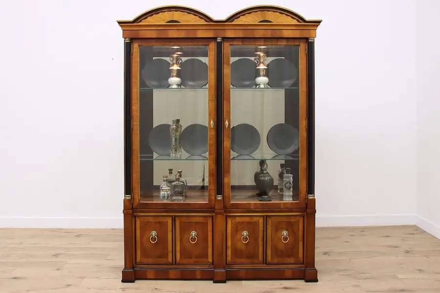 Photo of Empire Vintage Sunburst Marquetry China Cabinet, Century