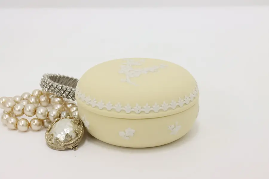 Photo of Jasperware Vintage Yellow Trinket Jewelry Box