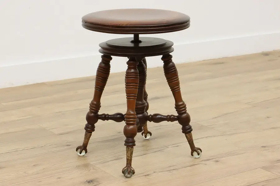 Photo of Victorian Antique Swivel Adjustable Piano Stool, Holtzman