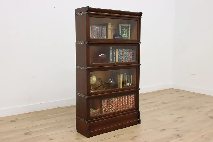 Photo of Oak 4 Stack Antique Office Library Bookcase or Bath Cabinet
