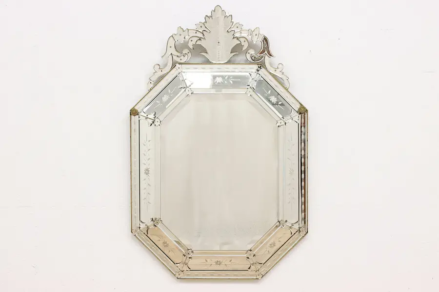 Photo of Murano Venetian Italian Vintage Reverse Etched Wall Mirror