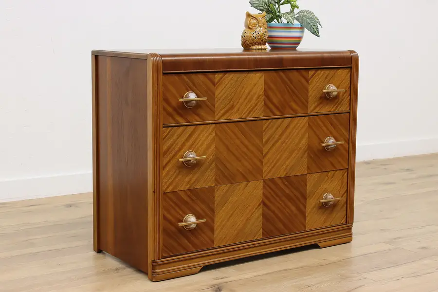 Photo of Art Deco Vintage Waterfall Lowboy or Dresser, Bakelite