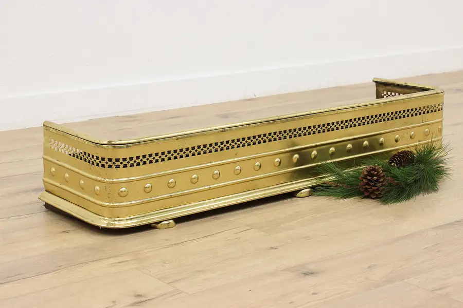 Photo of Traditional Antique Brass & Steel Fireplace Hearth Fender