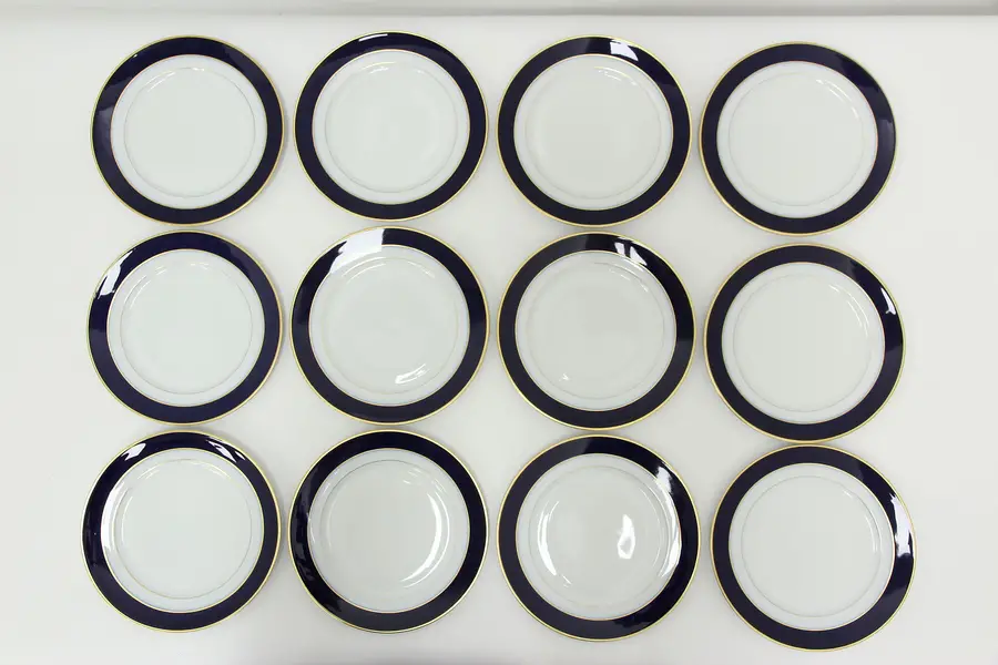 Photo of Set of 12 Vintage 8" Cobalt Dessert or Salad Plates Haviland