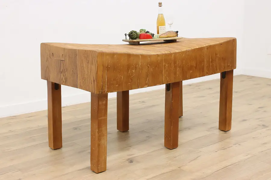 Photo of Farmhouse 5' Antique Butcher Chopping Block Kitchen Island