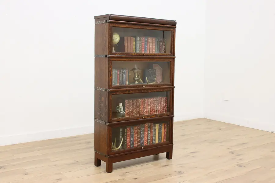 Photo of Macey Antique 4 Stack Lawyer Oak Bookcase, Bath Cabinet