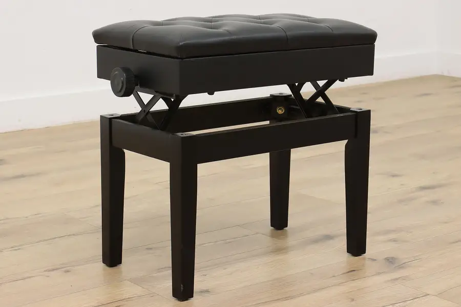 Photo of Tufted Vinyl Vintage Adjustable Piano Bench w/Storage