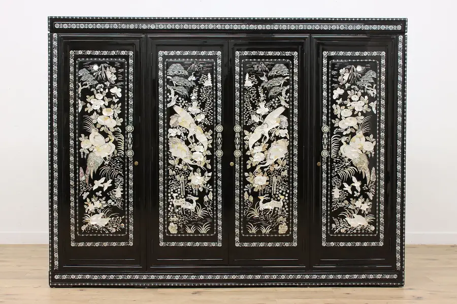 Photo of Korean Najeonchilgi Vintage Lacquer & Pearl Wardrobe Armoire