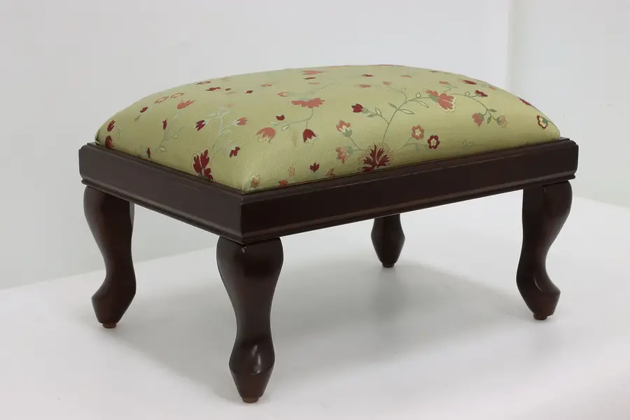 Photo of Mahogany Vintage Footstool, New Italian Tapestry, Bombay