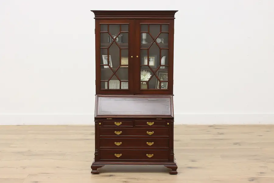 Photo of Maitland Smith Vintage Miniature Secretary Desk & Bookcase