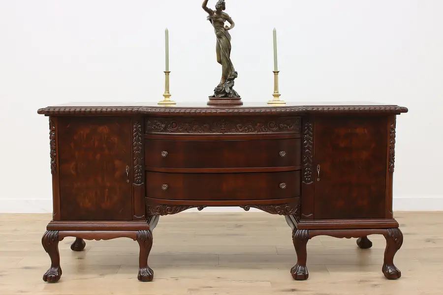 Photo of Italian Antique Buffet Sideboard Console, Claw Feet