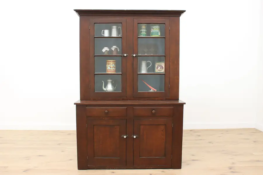 Photo of Farmhouse Antique Poplar Kitchen Pantry Cabinet or Cupboard