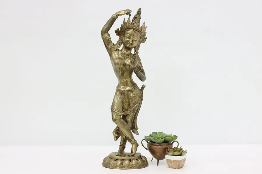 Photo of Hindu Vintage Brass Statue Indian Goddess Parvati Sculpture