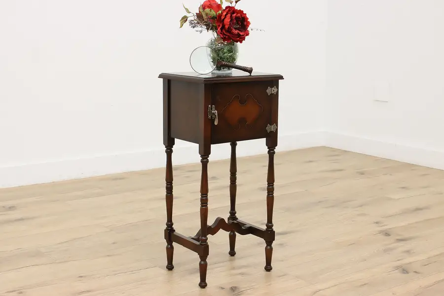 Photo of Tudor Design Vintage Humidor Chairside Smoking Cabinet