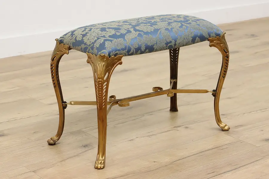 Photo of Classical Antique Iron Hall or Bedroom Bench, Paw Feet