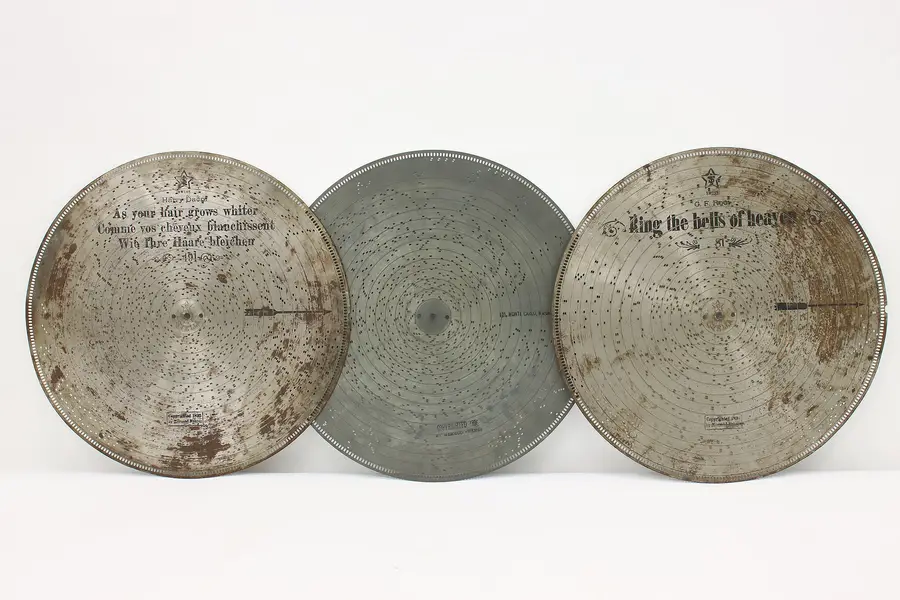 Photo of Set of 3 Antique Stella Music Box 17.25" Discs "Monte Carlo"