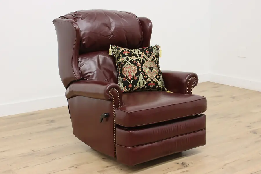 Photo of Georgian Design Burgundy Leather Recliner Chair Bradington