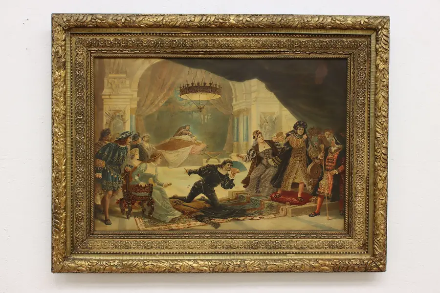 Photo of Hamlet The Play Scene Antique Print of Painting 39.5"